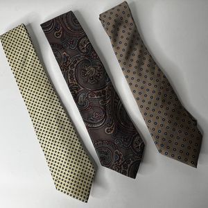 Christian Dior Tie Silk Polka Dot Paisley Tan Purple Ivory Vintage